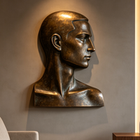 Décoration murale intérieure pour la maison, sculpture en métal bronze 3D, statue de homme