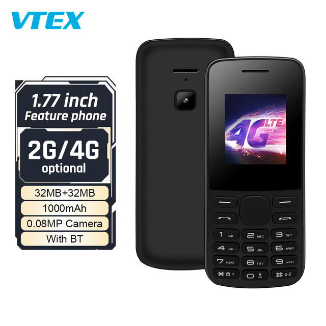 Popular New Product Slim Feature Phone Low Price 4G Feature Phone 1.77" Feature Batton Smart Mobile Phones