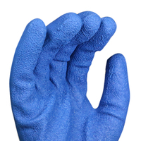 Gants de travail MaxiPact personnalisables bleus, 10 jauges, 5 fils, en polyester, paume en latex froissé, poignet en tricot, antidérapants, pour la maçonnerie