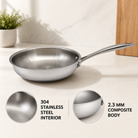 Poêle à frire en acier inoxydable tri-couches antiadhésive compatible induction, ustensile de cuisson professionnel pour cuisiner des steaks et des œufs