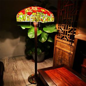 Lámpara de Techo Eléctrica Retro de Hierro Fundido con Diseño de Tulipán <span class=keywords><strong>Tiffany</strong></span> de 20 Pulgadas, Lámpara de Mesa Festiva para Bodas, Sala de Estar, Estudio, Hoteles - Product Image 6