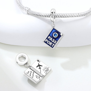 Colgante de pasaporte de cobre blanco en stock, pulsera DIY original de alta gama, joyería y accesorios para mujer - Product Image 5