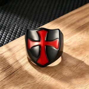 Außenhandel Grenzüberschreitender Herrenschmuck Roter Kreuz-<span class=keywords><strong>Ring</strong></span> Punk Gold-<span class=keywords><strong>Ring</strong></span> Design für Männer - Product Image 1