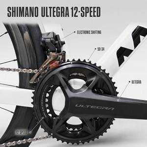 Bicicleta de Carretera de Fibra de Carbono 700C, 24 Velocidades, Cambio Electrónico, Juego de Ruedas con Frenos de Disco Hidráulicos, 7.5 kg, 5 Tamaños, Ultraligera, ULTEGRA - Product Image 5