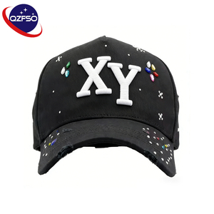 QZFSO Gorras de Béisbol al por Mayor con 5 Paneles y Pedrería, Forro de Satén, 100% Poliéster, Gorras Trucker Snapback - Product Image 1