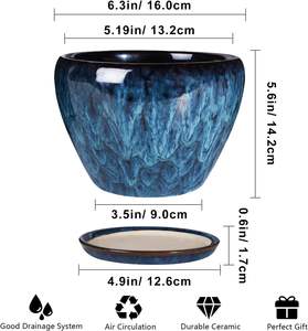 Maceta Rústica de Cerámica Esmaltada de 4 Pulgadas, Ligera (2 kg), con Orificio de Drenaje, Duradera, Ecológica, para Suculentas y Cactus, Estilo Rústico - Product Image 2