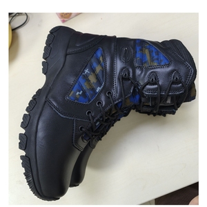 DFM13 Blue Camouflage Black cow leather with blue camouflage <b>security</b> men tactical <b>boots</b> duty men shoes men size customized - Product Image 1