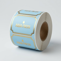 Etiquetas Premium Personalizadas para Botellas de Agua con Lámina Dorada "AQUA FRESH", Pegatinas de Lujo para Botellas de Vidrio, Empaque de Agua Mineral