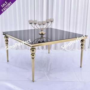 Metal Wedding Furniture Gold Stainless Steel Black Square Banquet Party Tableware and <b>Table</b> Decorations - Product Image 1
