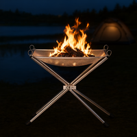 Brasero pliant portable en acier inoxydable pour bois et charbon de bois, idéal pour le camping, le barbecue et la cuisson en extérieur