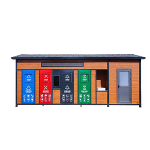 Bac à déchets intelligent et mobile pour la collectivité extérieure, avec quatre compartiments de tri pour la gestion des déchets et le recyclage - Product Image 1
