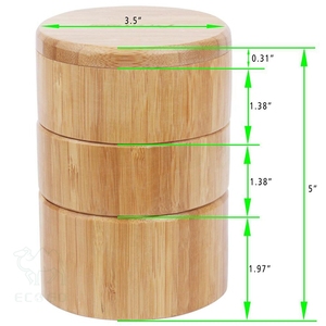 Boîte à épices en bois de bambou à 3 niveaux Boîte à sel empilable avec couvercle magnétique - Product Image 1
