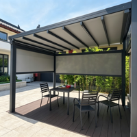 Auvent rétractable pour la protection de la vie privée avec stores latéraux, pergola en aluminium pour jardin, cour, repas en plein air, protection contre le vent