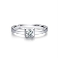 Anillo Clásico de Plata de Ley S925 con Corte Princesa y Circonita Cúbica, Anillo de Compromiso y Boda Cuadrado para Mujer, Joyería al por Mayor