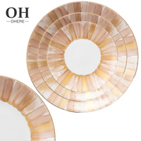 Vente flash : Assiettes de présentation florales orange peintes à la main, vaisselle en porcelaine fine, ensemble de vaisselle de table, décoration de mariage moderne et luxueuse, vajilla