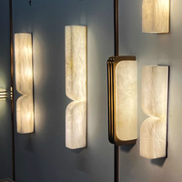Appliques murales en albâtre naturel d'Espagne, style français, luminaires LED de luxe à fixer au mur, pour chambre à coucher, salon, couloir