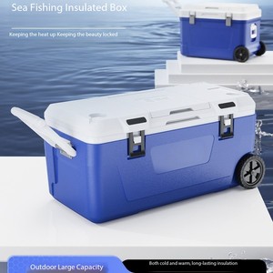 Glacière de pêche isotherme grande capacité avec poignée de transport, roues et fenêtre de visualisation pour la conservation et la congélation de la glace - Product Image 2