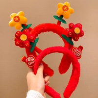 Serre-tête et pince à cheveux pour filles, style chinois, fait main, motif 'Fleur de l'argent' du Nouvel An et Danse du Lion, pour le lavage du visage, coiffe porte-bonheur