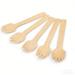 Cuillère en bois de bouleau 100 % écologique et biodégradable, 105 mm, couverts jetables en bois, cuillère, fourchette, couteau pour fête - Product Image 2