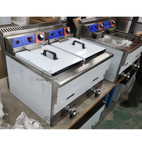 Ventes directes d'usine 18L + 18L Double réservoir Table Top Friteuse Gaz Équipement de cuisine commerciale Friteuse à gaz