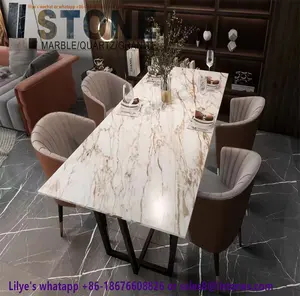 Plateau de table en marbre naturel carrera blanc panda blanc et dessus en quartz bon marché pour comptoirs personnalisés