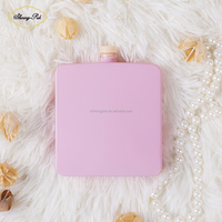 Flacon atomiseur de parfum rectangulaire en verre rose de 114,4 ml avec bouchon à vis et joint en liège, forme plate pour sérum de soin de la peau