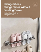 Support de rangement mural sans perçage pour salle de bain, séchoir à chaussons, organisateur de chaussures domestique pour salle de bain