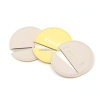Miroir compact vide en cuir, unique, vierge, avec logo imprimé en soie par sublimation