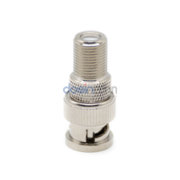 Adaptateur RF BNC mâle 180 degrés 50 ohms à montage en saillie nickelé vers prise jack femelle F