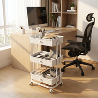 Chariot de rangement à 3 niveaux pour fournitures artistiques, blanc, avec roulettes, pour pinceaux, pigments, organisateur pour studio de peinture d'artiste