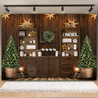 Latar Belakang Dapur Natal Lemari Retro Pohon Natal Dinding Kayu Pesta Keluarga Anak-anak Latar Belakang Fotografi Potret Studio Foto