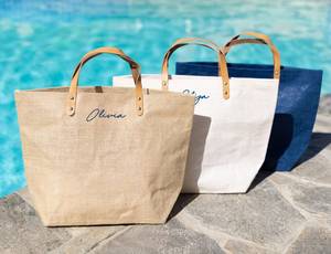 Sacs de plage en jute personnalisés, sacs de plage personnalisés avec des noms - Product Image 5