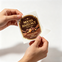 Étiquette personnalisée en feuille d'or pour pot de chocolat et café, autocollant imperméable en rouleau pour crème de cacao, beurre de noix et pâte à tartiner gourmande