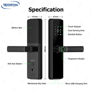 Cerradura inteligente Tediton para <span class=keywords><strong>puerta</strong></span> de madera, cerradura inteligente, huella dactilar, <span class=keywords><strong>paso</strong></span> de palabra, cerradura inteligente con cerradura TT - Product Image 3