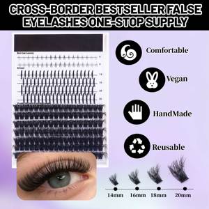 Kit d'extension de cils en vison réutilisable, confortable, fait main, personnalisé, pour marque privée, avec bouquets de cils effet <span class=keywords><strong>manga</strong></span> volumineux et texturés, effet fluffy - Product Image 2