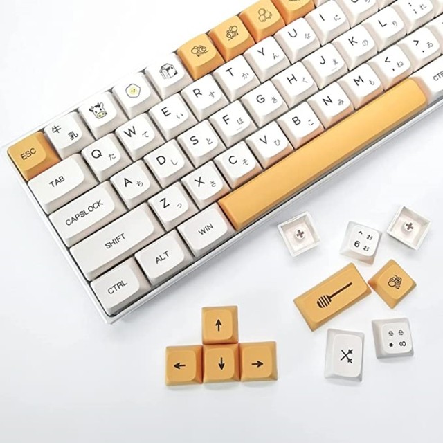 PBT Keycaps 140 Keys ANSI XDA Profile Japanese Keycaps Bee Keycaps Dye Sublimation Layout Set for Gateron Kailh Cherry MX Switch