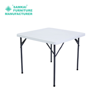 Table pliante en plastique HDPE blanc robuste SK-ZDZ-D002, 86 cm carré, portable, utilitaire, pour l'extérieur et l'intérieur, meubles de salle à manger