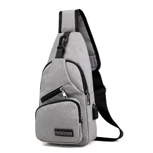 Usb-poort Opladen Borst Pack Mens Sling Crossbody Schoudertas Handtas Sport Crossbody Borst Zakken Messenger Bag