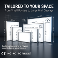Boîte à lumière LED SEG rectangulaire horizontale de grande taille, cadre en aluminium, tissu tendu rétroéclairé, design résistant aux intempéries et à la poussière