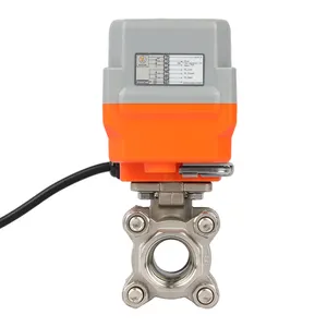 DN15 1/2'' 20NM 3-piece Failsafe To Close RS485 Modulating SS304 Motorized Electric Actuator Ball Valves