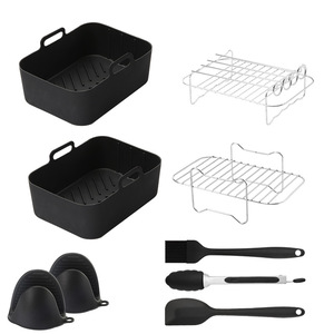 Lot de 2 revêtements de panier en silicone pour friteuse, réutilisables et antiadhésifs, pour <span class=keywords><strong>Ninja</strong></span> <span class=keywords><strong>Foodi</strong></span> Dual. - Product Image 1