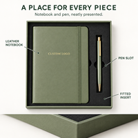 Boîte cadeau pour carnet personnalisé, emballage rigide en deux parties avec couvercle et base, avec insert pour stylo, logo personnalisé pour cadeaux d'entreprise