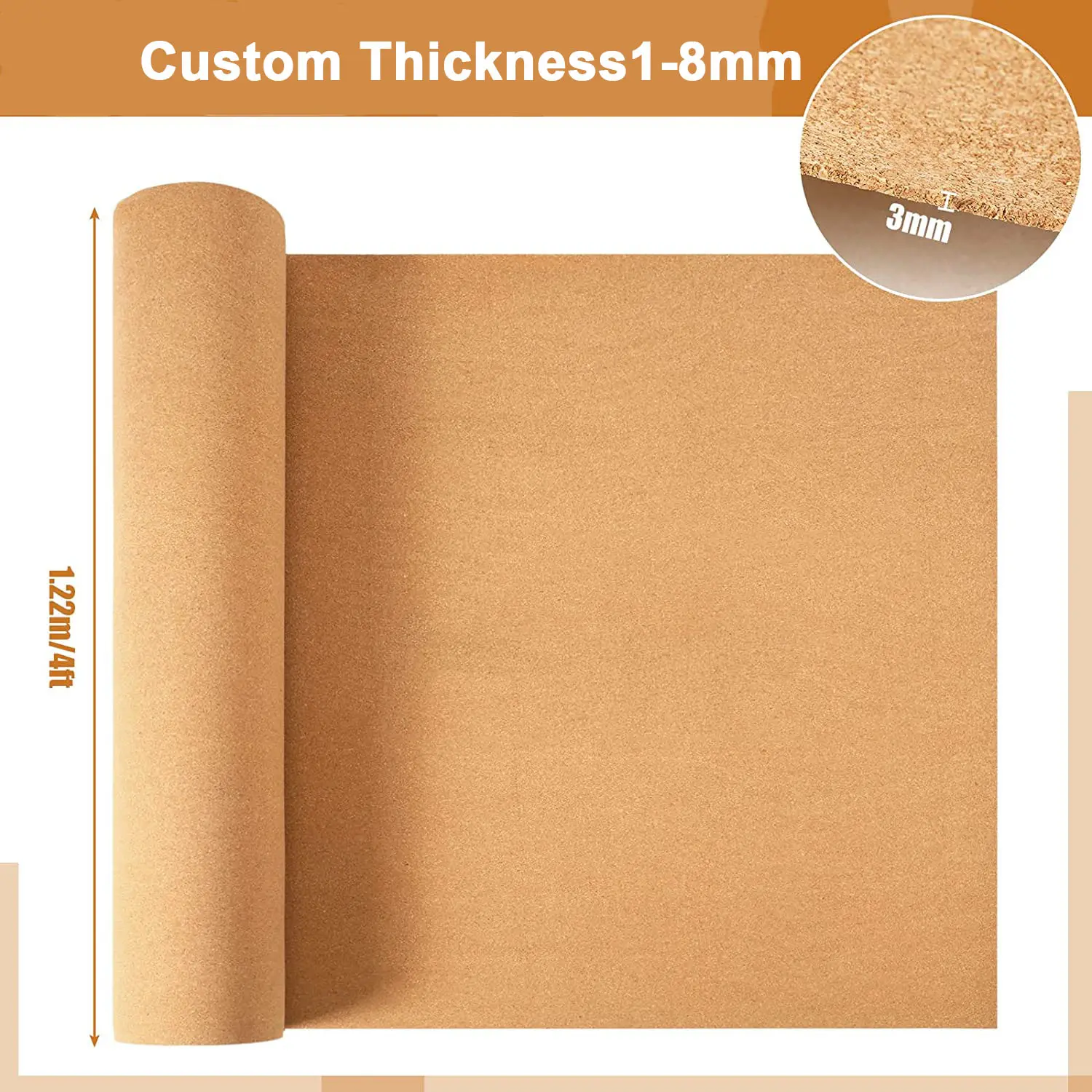LEECORK Factory Price Cork Flooring Underlayment Natural Cork Underlay 1- 8mm Sound insulation Cork Underlayment