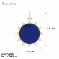 Pendentif en pierre naturelle PM60840, forme ronde, coquille naturelle de haute qualité, agate, malachite, plaqué or 18 carats, charme pour la fabrication de bijoux