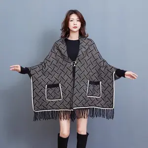 Bán Buôn Thời Trang Thiết Kế Mới Nhất Poncho Cashmere Crochet Mô Hình Mùa Đông Khăn Choàng Unisex Khăn Choàng