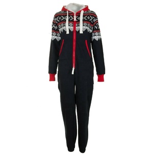 Combinaison en polaire à capuche pour femme avec fermeture à cordon de serrage, design 2 en 1, légère, antibactérienne, grande taille, vêtements de nuit d'hiver - Product Image 1