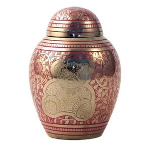 โกศคลาสสิกหมีเท็ดดี้แกะสลักทองเหลืองเผาศพโกศสำหรับผู้ใหญ่เถ้ากระดูกมนุษย์อินเดียฝีมือทองเหลืองขี้เถ้าโกศ - Product Image 1