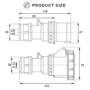 ソケットコネクタIP44産業用カプラー3ピン220-240V工業用オス2P + E + n 16A - Product Image 2