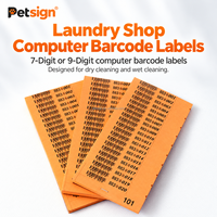 Étiquettes de codes-barres pour blanchisserie Petsign, 7 chiffres, 9 chiffres, étiquettes de nettoyage à sec, tickets de suivi de vêtements par ordinateur, 10 000 pièces, vente en gros