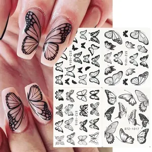 3D Aquarell Schmetterlinge Schieber Nail Art Wasser transfer Aufkleber Aufkleber Blau Valentinstag Nagel Dekoration Tattoo Maniküre